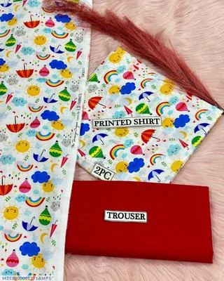 2 Pcs Women's Unstitched Digital Print Suit thumbnail 3