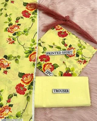 2 Pcs Women's Unstitched Digital Print Suit thumbnail 3