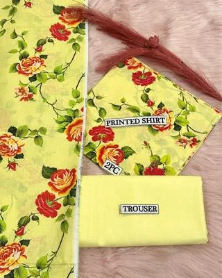 2 Pcs Women's Unstitched Digital Print Suit