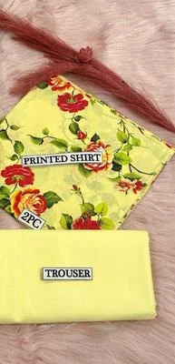 2 Pcs Women's Unstitched Digital Print Suit thumbnail 2