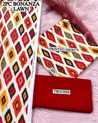 2 Pcs Women's Unstitched Digital Print Suit