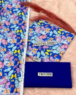 2 Pcs Women's Unstitched Digital Print Suit thumbnail 3