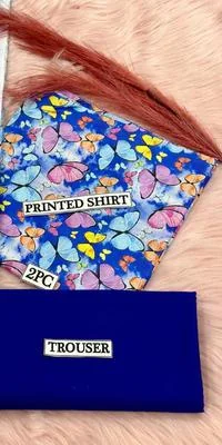 2 Pcs Women's Unstitched Digital Print Suit thumbnail 2