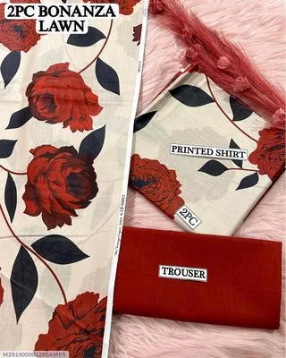 2 Pcs Women's Unstitched Digital Print Suit thumbnail 3