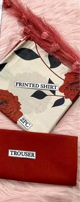2 Pcs Women's Unstitched Digital Print Suit thumbnail 2