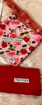 2 Pcs Women's Unstitched Digital Print Suit thumbnail 2
