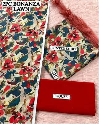 2 Pcs Women's Unstitched Digital Print Suit