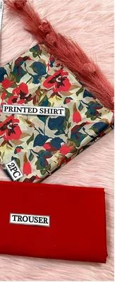 2 Pcs Women's Unstitched Digital Print Suit thumbnail 2