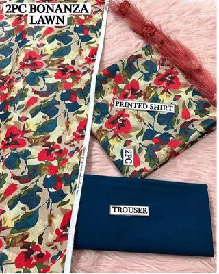 2 Pcs Women's Unstitched Digital Print Suit