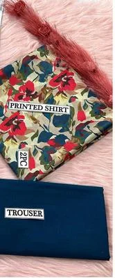 2 Pcs Women's Unstitched Digital Print Suit thumbnail 2