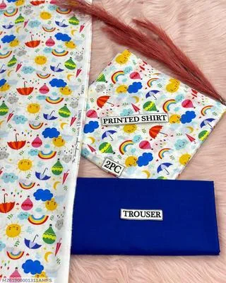 2 Pcs Women's Unstitched Digital Print Suit thumbnail 3