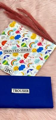 2 Pcs Women's Unstitched Digital Print Suit thumbnail 2