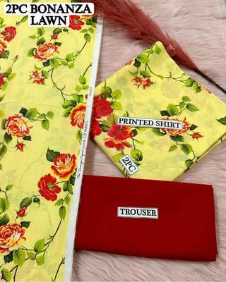 2 Pcs Women's Unstitched Digital Print Suit
