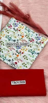 2 Pcs Women's Unstitched Digital Print Suit thumbnail 2