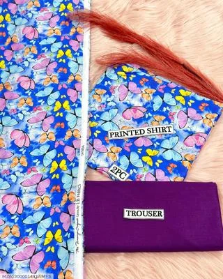 2 Pcs Women's Unstitched Digital Print Suit thumbnail 3
