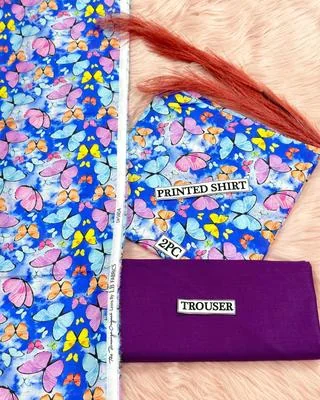 2 Pcs Women's Unstitched Digital Print Suit