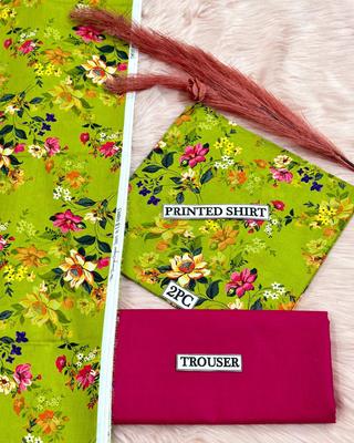 2 Pcs Women's Unstitched Digital Print Suit