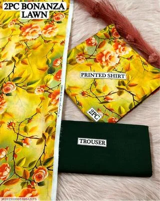 2 Pcs Women's Unstitched Digital Print Suit thumbnail 3