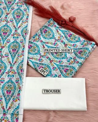 2 Pcs Women's Unstitched Digital Print Suit