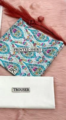 2 Pcs Women's Unstitched Digital Print Suit thumbnail 2