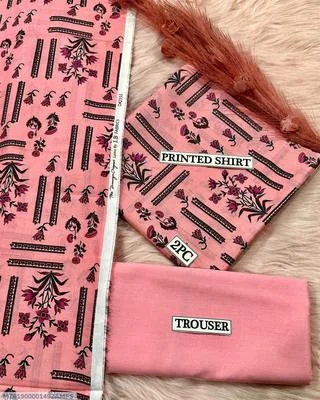 2 Pcs Women's Unstitched Digital Print Suit thumbnail 3