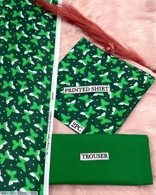 2 Pcs Women's Unstitched Digital Print Suit thumbnail 3