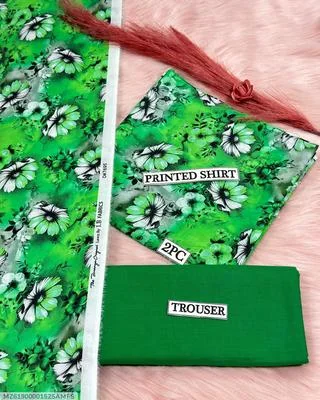 2 Pcs Women's Unstitched Digital Print Suit thumbnail 3