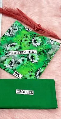 2 Pcs Women's Unstitched Digital Print Suit thumbnail 2