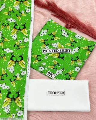 2 Pcs Women's Unstitched Digital Print Suit thumbnail 3
