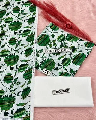 2 Pcs Women's Unstitched Digital Print Suit thumbnail 3