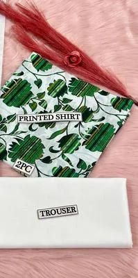 2 Pcs Women's Unstitched Digital Print Suit thumbnail 2