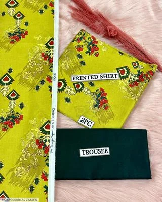 2 Pcs Women's Unstitched Digital Print Suit thumbnail 3