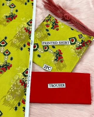 2 Pcs Women's Unstitched Digital Print Suit