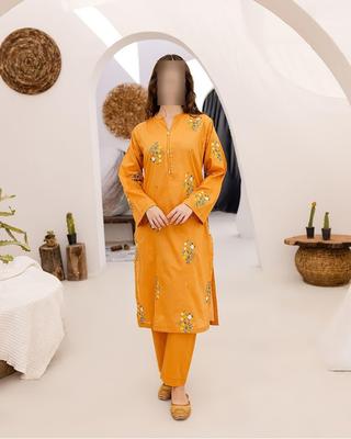Mustard Embroidered Women Suit Lawn 2 Pcs