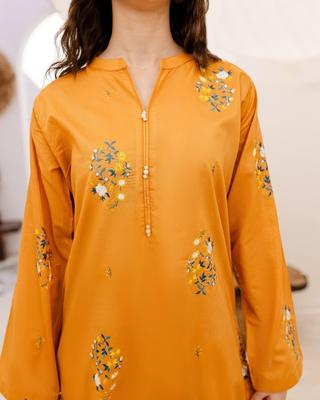 Mustard Embroidered Women Suit Lawn 2 Pcs thumbnail 3
