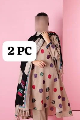 2 Pcs Women's Ivory Lawn Embroidered Suit thumbnail 2