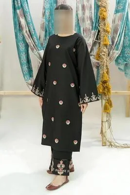 Black Embroidered 2-Piece Women's Lawn Suit