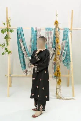 Black Embroidered 2-Piece Women's Lawn Suit thumbnail 5