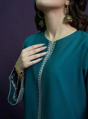 2 Pcs Women's Unstitched Embroidered Suit thumbnail 3
