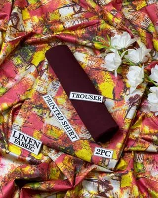 2 Pcs Women's Unstitched Digital Print Suit