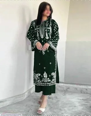 2 Pcs Women's Unstitched Embroidered Suit thumbnail 3