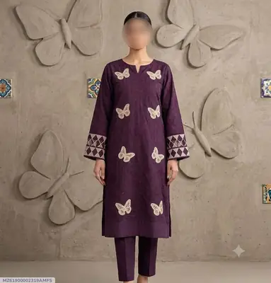 2 Pcs Women's Unstitched Embroidered Suit