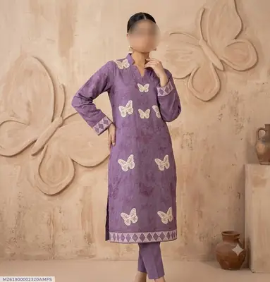 2 Pcs Women's Unstitched Embroidered Suit