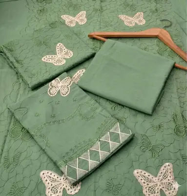 2 Pcs Women's Unstitched Embroidered Suit thumbnail 2