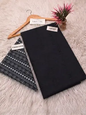 2 Pcs Women's Unstitched Chikankari Embroidered Suit thumbnail 2
