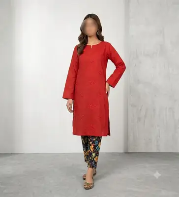 2 Pcs Women's Unstitched Chikankari Embroidered Suit