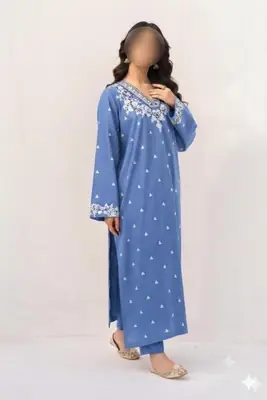 2 Pcs Women's Unstitched Embroidered Suit