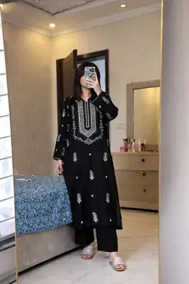 2 Pcs Women's Unstitched Embroidered Suit thumbnail 2