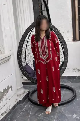 2 Pcs Women's Unstitched Embroidered Suit