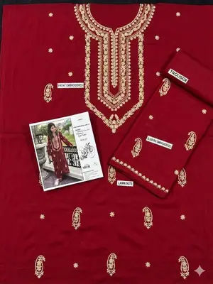 2 Pcs Women's Unstitched Embroidered Suit thumbnail 3